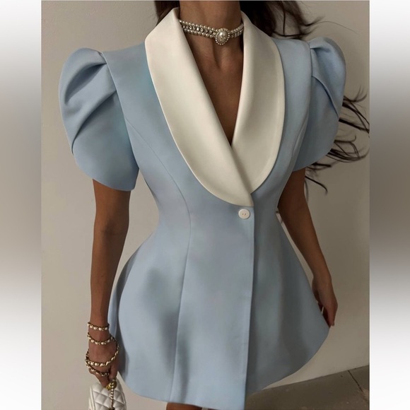 LIKLAB BABY BLUE MINI DRESS BLOGGER FAVORITE NEW WITH TAGS! - Picture 3 of 16